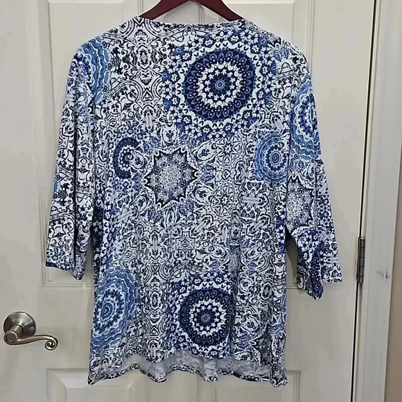 Tio Blue Bohemian Mandala Peasant Plus Top Sz 2X - Picture 5 of 7